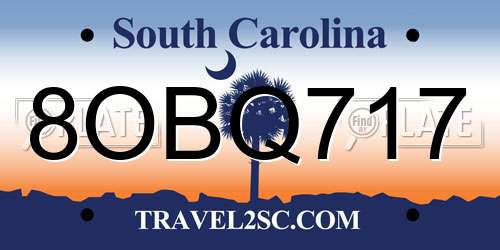 8OBQ717 South Carolina License Plate