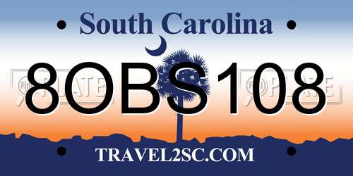 8OBS108 South Carolina License Plate