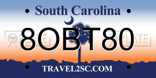 8OBT80 South Carolina License Plate