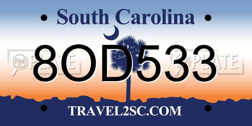8OD533 South Carolina License Plate