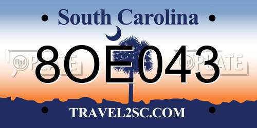 8OE043 South Carolina License Plate