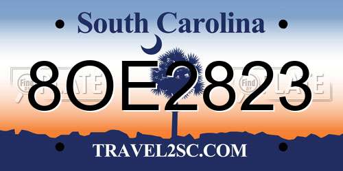 8OE2823 South Carolina License Plate