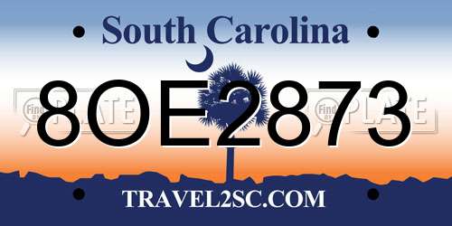 8OE2873 South Carolina License Plate