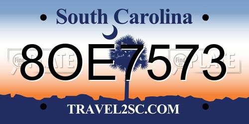 8OE7573 South Carolina License Plate