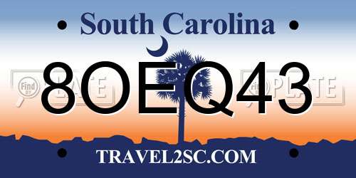 8OEQ43 South Carolina License Plate