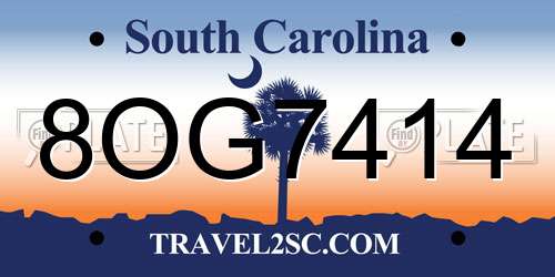 8OG7414 South Carolina License Plate