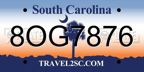 8OG7876 South Carolina License Plate