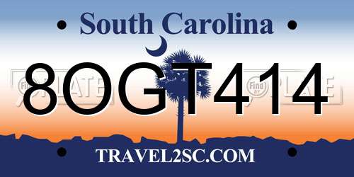 8OGT414 South Carolina License Plate