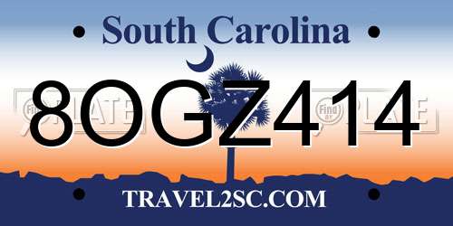 8OGZ414 South Carolina License Plate