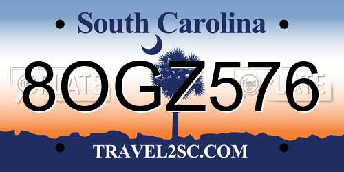 8OGZ576 South Carolina License Plate