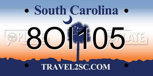 8OI105 South Carolina License Plate