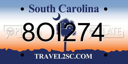 8OI274 South Carolina License Plate