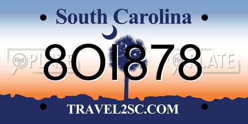 8OI878 South Carolina License Plate