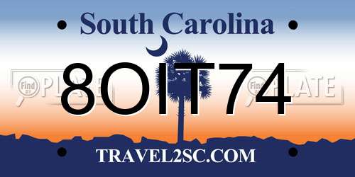 8OIT74 South Carolina License Plate