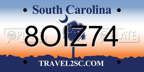 8OIZ74 South Carolina License Plate