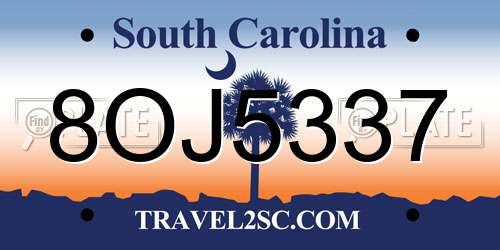 8OJ5337 South Carolina License Plate
