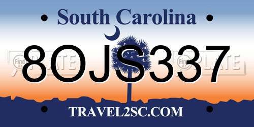 8OJS337 South Carolina License Plate