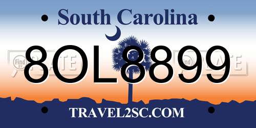 8OL8899 South Carolina License Plate
