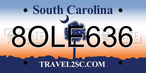 8OLE636 South Carolina License Plate
