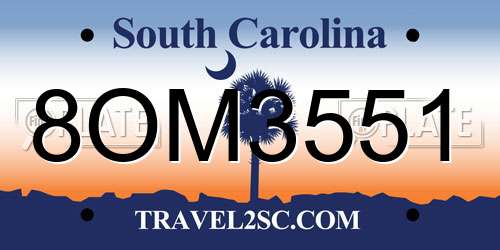 8OM3551 South Carolina License Plate