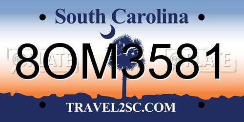 8OM3581 South Carolina License Plate