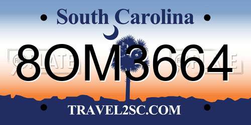8OM3664 South Carolina License Plate