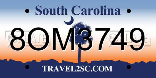 8OM3749 South Carolina License Plate