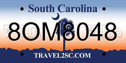 8OM8048 South Carolina License Plate