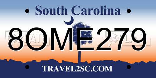 8OME279 South Carolina License Plate