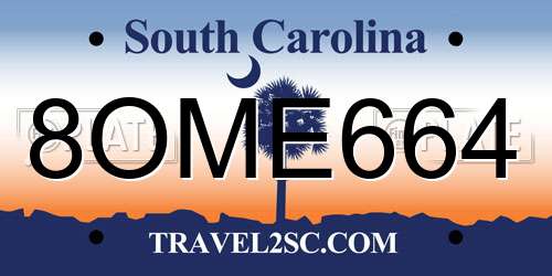 8OME664 South Carolina License Plate