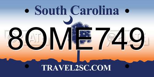 8OME749 South Carolina License Plate