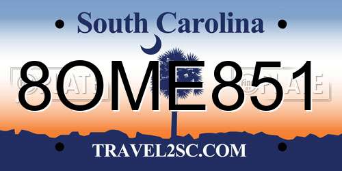 8OME851 South Carolina License Plate