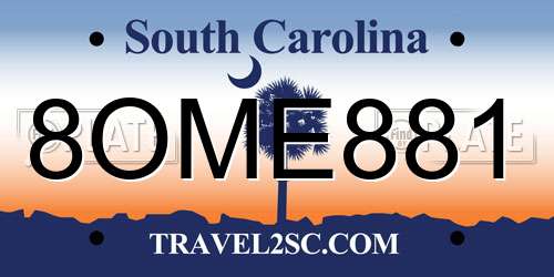 8OME881 South Carolina License Plate