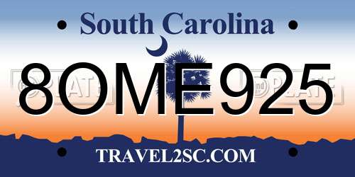 8OME925 South Carolina License Plate