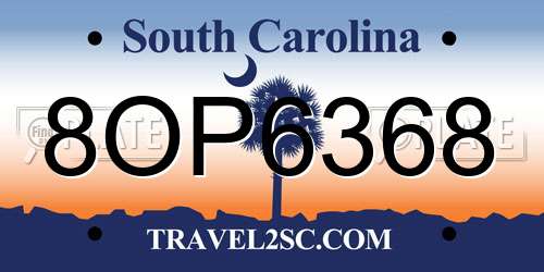 8OP6368 South Carolina License Plate