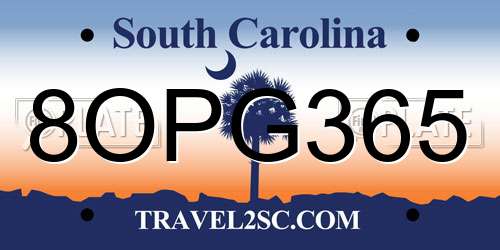 8OPG365 South Carolina License Plate