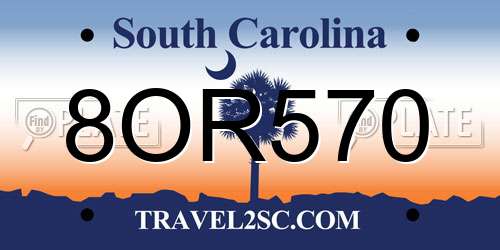 8OR570 South Carolina License Plate