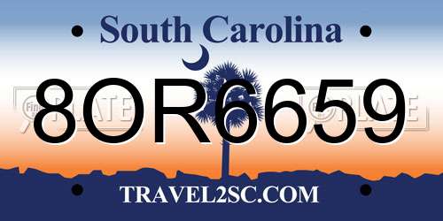 8OR6659 South Carolina License Plate