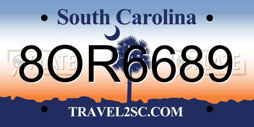 8OR6689 South Carolina License Plate