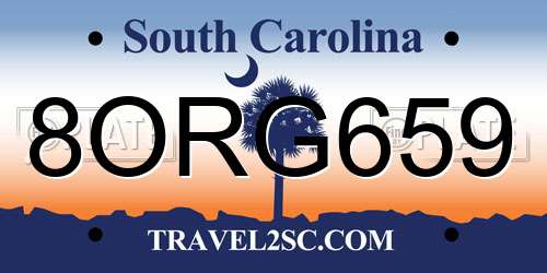 8ORG659 South Carolina License Plate