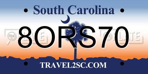 8ORS70 South Carolina License Plate
