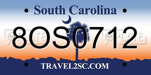 8OS0712 South Carolina License Plate