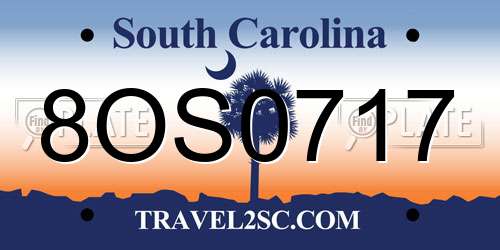 8OS0717 South Carolina License Plate