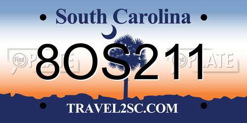 8OS211 South Carolina License Plate