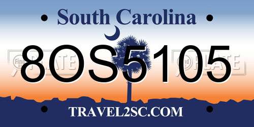 8OS5105 South Carolina License Plate