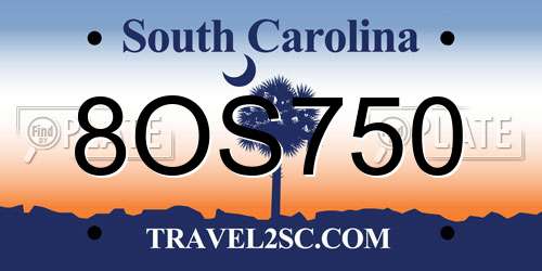 8OS750 South Carolina License Plate