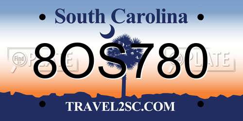 8OS780 South Carolina License Plate