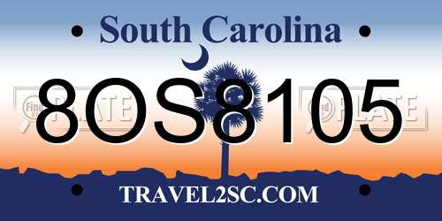 8OS8105 South Carolina License Plate
