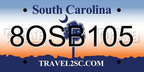 8OSB105 South Carolina License Plate