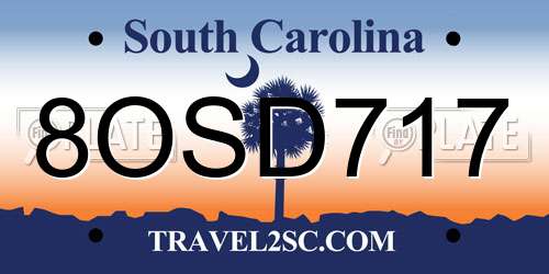8OSD717 South Carolina License Plate